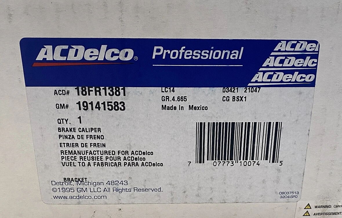 Frt Right ACDelco Brake Caliper 18FR1381 For Cadillac Chevy GMC 
