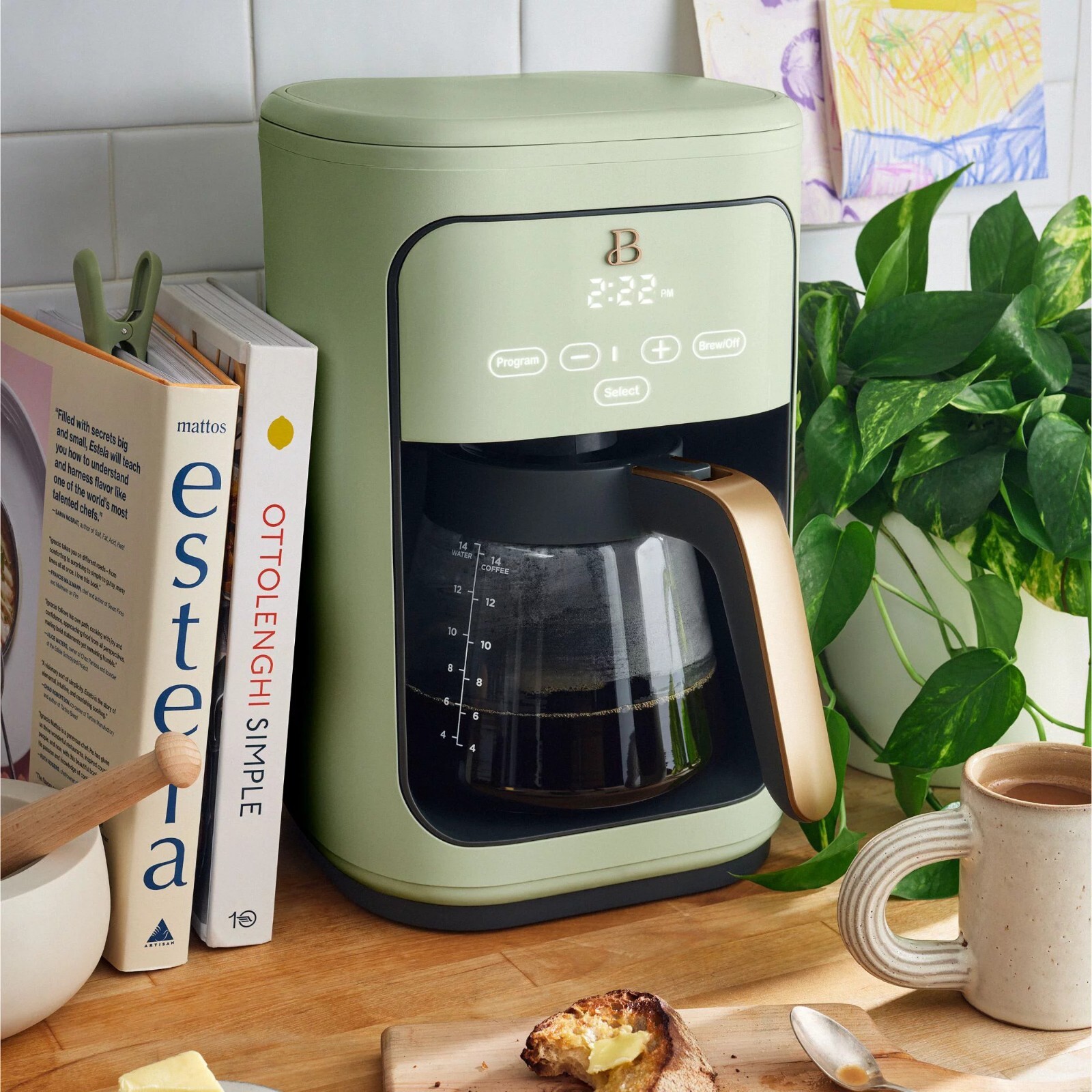 Beautiful 14 Cup Programmable Touchscreen Coffee Maker, Sage