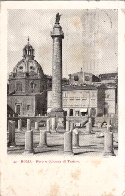 42 ROME Forum and Trajan's Column Vintage Postcard Wpc6