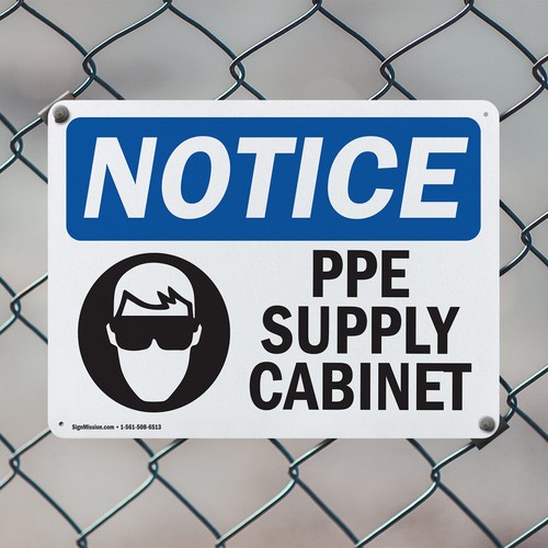 (2 Pack) PPE Supply Cabinet OSHA Notice Sign Decal Metal Plastic - Bild 5 von 23