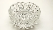 Vintage Heavy Cut Glass Round Crystal Ashtray 5" Diameter