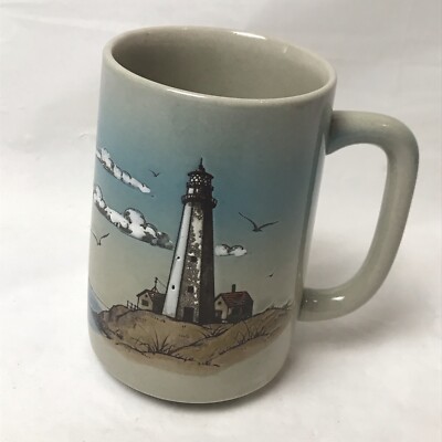 Otagiri Lighthouse Sailboat Ocean Scene Stoneware 3D Mug Japan