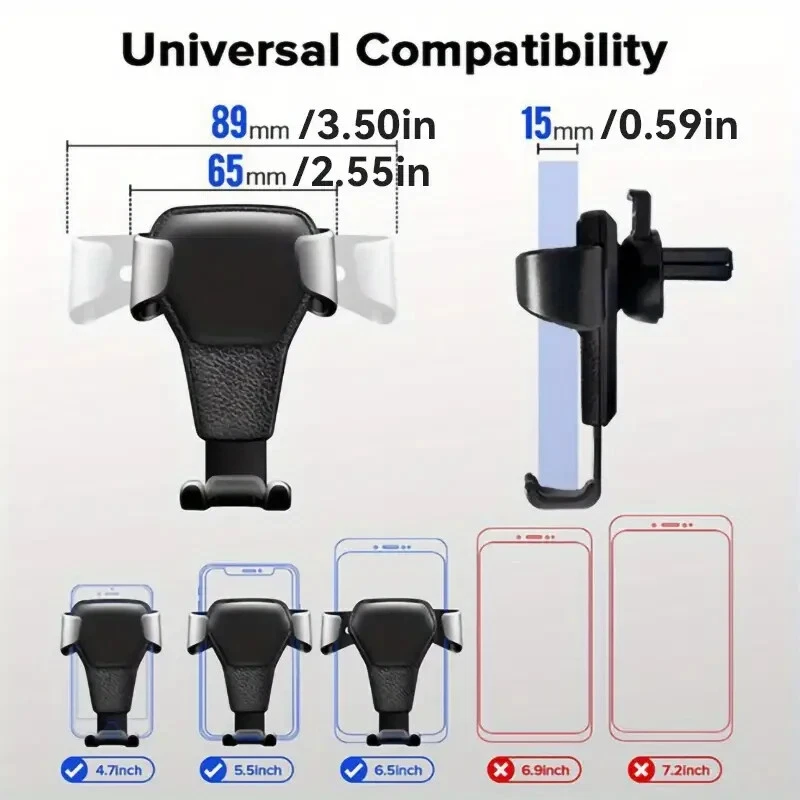 PORTA TELEFONO CELLULARE PER AUTO UNIVERSALE SUPPORTO SMARTPHONE BOCCHETTE ARIA - Immagine 2 di 4