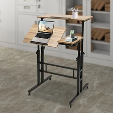 Mobile Standing Desk Rolling Laptop Desk Stand Up Desk Height Adjustable Desk