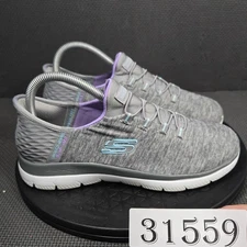 Skechers Shoes Womens Size 6.5 Gray Purple Slip On Walking Memory Foam 149937
