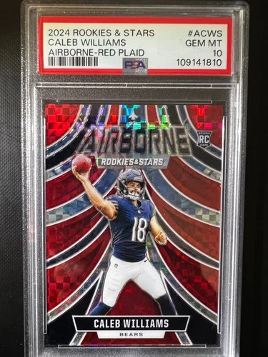 Caleb Williams 2024 Panini Rookies & Stars - Airborne  #ACWS Red Plaid RC PSA 10