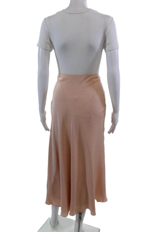 Lafayette 148 New York Womens Side Zip Silk Bias Cut Flared Maxi Skirt Pink 12 - Image 3 of 4