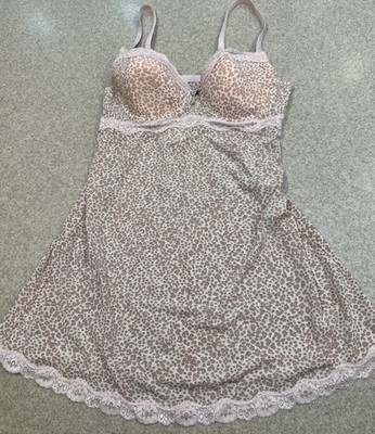 Rampage Leopard Lace Slip Dress Y2K Lingerie Mini Chemise M Coquette Bratzcore
