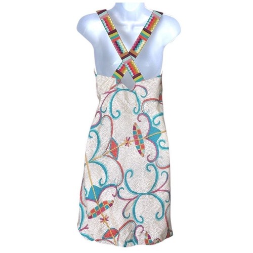 Nicole Miller Seidenminikleid gemischt Print Damen 2 Vintage 90er gekreuzte Träger - Bild 3 von 6