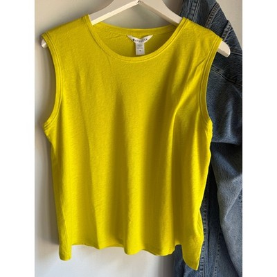 NWT Athleta Getaway Linen Tencel Tank Medium Solis Yellow Coastal Summer