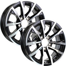 Ecustomrim 2-pk Aluminum Trailer Wheels 15x5 15 5 Lug 4.5 Center Edge Black Rim