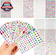7386 Gem Stickers - 16 Sheets Self-Adhesive Rhinestones for Crafts  Decor