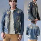NWT Victorious Men's Wash Distressed Denim Jean Jacket -DK100