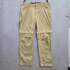 Eddie Bauer Men Pants 40X32 Brown Nylon Spandex Cargo Convertible Tech Pant