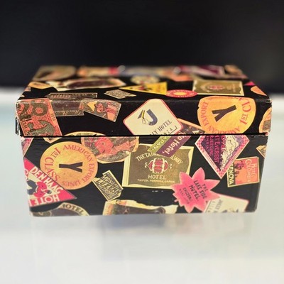 Decorative Storage Box Vintage Collage Of Luggage Labels  #2