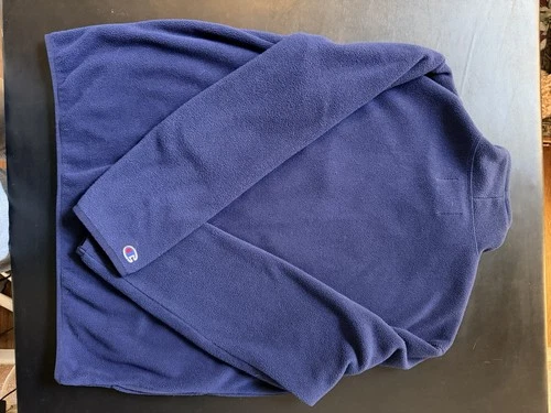 Champion Full Zip Fleece Jacket Size XL, Navy Blue Script Logo. EUC. image 2