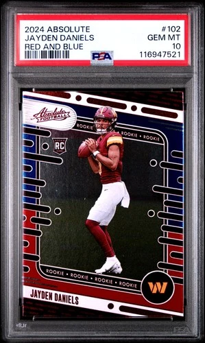 2024 PANINI ABSOLUTE RED & BLUE #102 JAYDEN DANIELS ROOKIE RC PSA 10