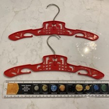3 Vtg Red Baby Children Clothes Hangers Hanger Swivel Lambs Closet