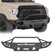 For 2014-2021 Toyota Tundra Front Bumper Wwinch Plate Skid Plate Led Lights