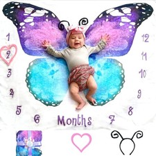 Baby Monthly Milestone Blanket Girl Boy Unisex Gender Neurtal Month Age Photo...