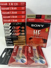 Audio Cassette Tape TDK SA Sony Had Maxell UR Asortyment New Sealed Lot of 25