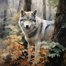 Deko Bild Wolf Wald Landschaft Wandbild Tiere Wanddeko Wandfliese Geschenkidee