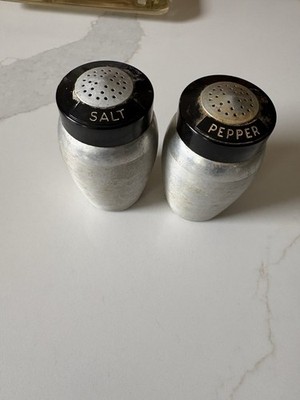 Vintage MCM Kromex Spun Salt & Pepper Shakers Aluminum