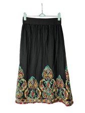 Magic A-Line Midi Skirt S Pull On Mesh Overlay Embroidered Lined Y2K Fairycore