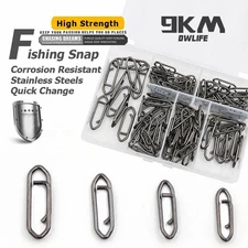 9KM 200pcs Fishing Snap Kit Stainless Power Clips Strong Sea Fishing Snap Kit