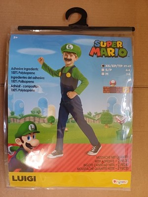 Offizielles Nintendo Super Mario Luigi Kinderkostüm Größe XS Alter 3-4 Jahre Neu
