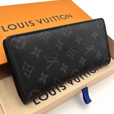 Louis Vuitton Monogram Eclipse Portefeuille Brazza Long Wallet Black Folded