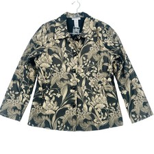 Draper's Damon's Floral Jacket Blazer Gray Beige NWOT Size M