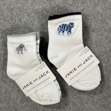Janie and Jack 6-12 Months Socks 4 Pairs Elephant Tiger Blue Gray Stripe New