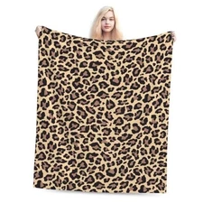 Leopard Print Bed Blanket Ultra Soft Cheetah Throw M(50"x60") Leopard #01