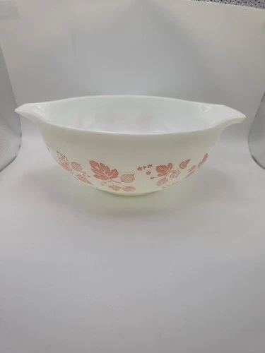Vintage Pyrex 443 Cinderella Mixing Bowl 2.5 Qt Gooseberry White Pink (Read)