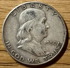 1950 Ben Franklin Silver Half-Dollar Key Date in Very Good Circulated Condition