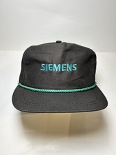 VTG Siemens Hat Black Teal Strapback Dad Cap Corpcore Tech Promo Retro TEAL Rope