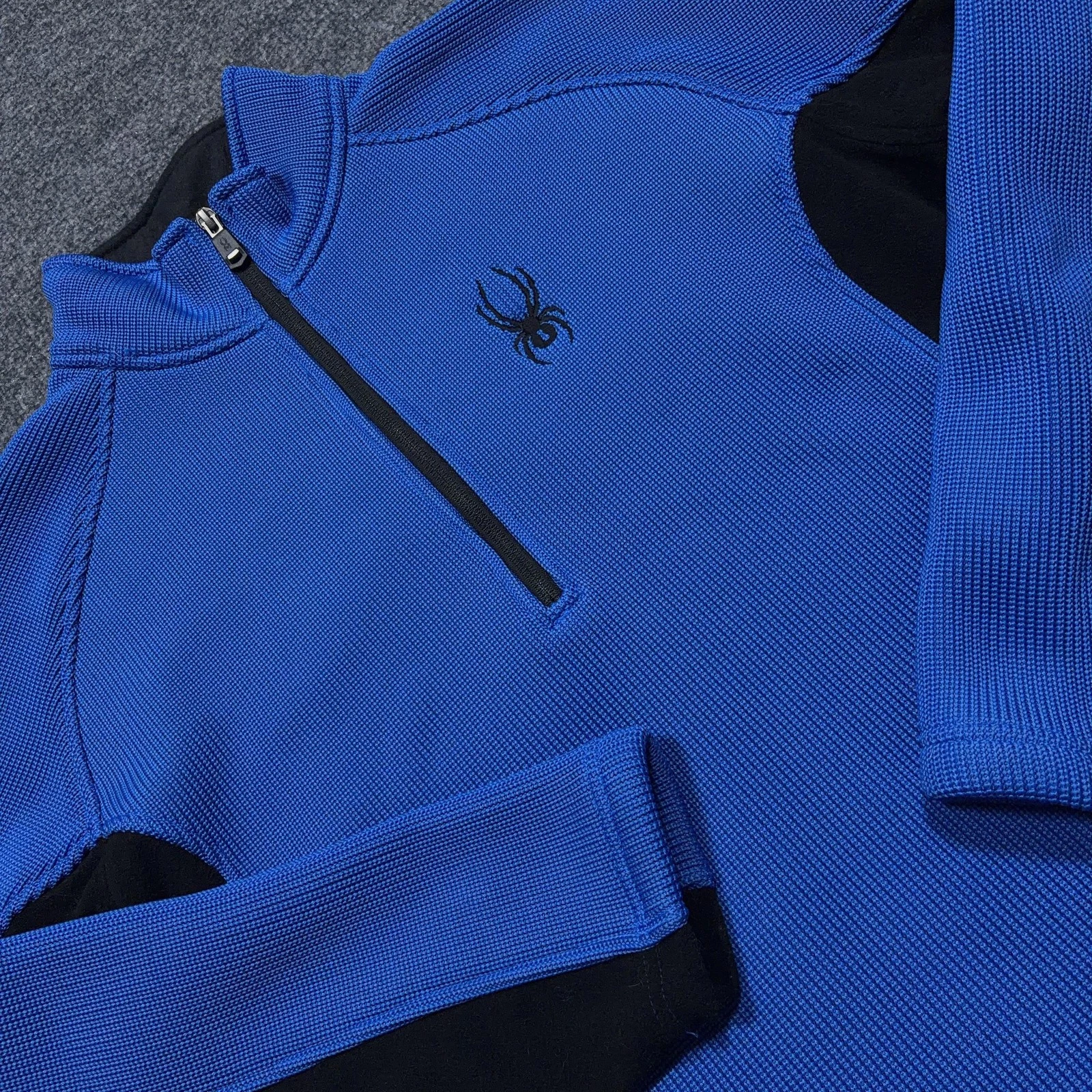 Spyder 1/4 Zip Pullover Mens Large Blue Fleece Thermal Baselayer Skiing Top