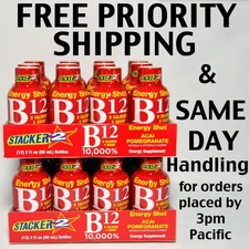 Stacker B12 Energy Shot 2 x 12 Pack 24 Bottles Acai Pomegranate 2 oz 03/2026