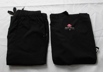 Natural Uniforms Women's Petite Cool Stretch Jogger Scrub Set MS7 Black Small