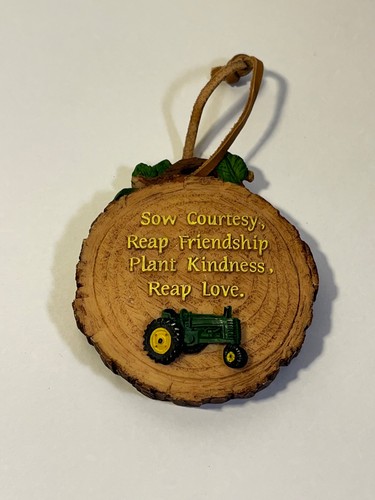 Sow , Reap, Plant John Deere Christmas Ornament Resin Wood Slice 3"