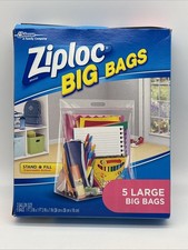 Ziploc Big Bags Large Size 3-Gallon Heavy Duty Zipper Storage 15" x 15" -5 bags