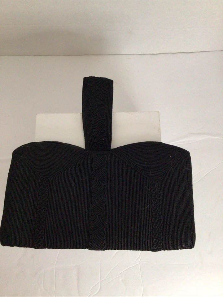 Women’s Purse, Corde Black Wrapped Fabric Coil Swirl, Unique VTG - Image 2 of 4