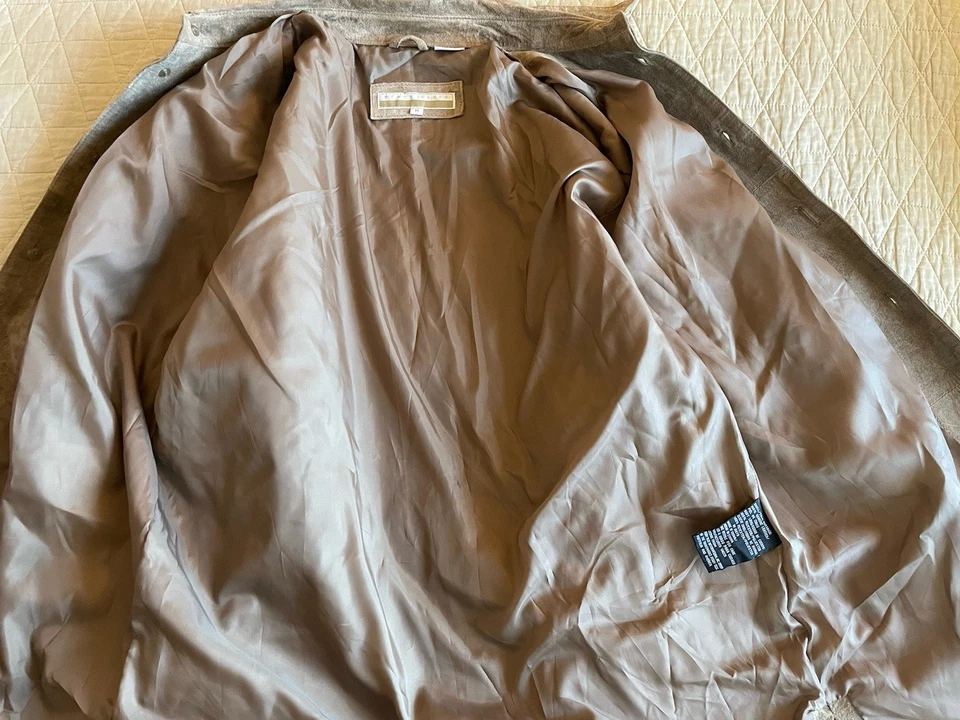 PERRY ELLIS Vintage-Deadstock Patch Pocket Suede Shirt Jacket in Tan Size M NWT - Image 2 of 4