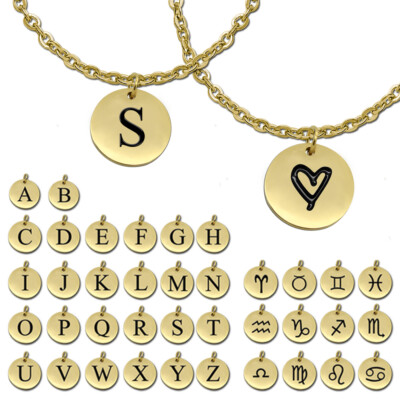 Kettenanhänger Buchstabe + Halskette Golden Charm 50cm Sternzeichen Anhänger