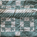 Vintage Hand Stitched Patchwork Quilt 58x99” Mint Green & White Cottagecore, #1