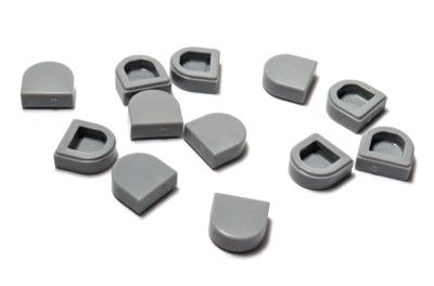 Lego - Lot of 12 - Grey / Gray, Tile Round 1 x 1 Half Circle