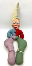 Vintage Hard Faced Clown Jester Large Plush Stuffed Animal 1950 s 1960 s