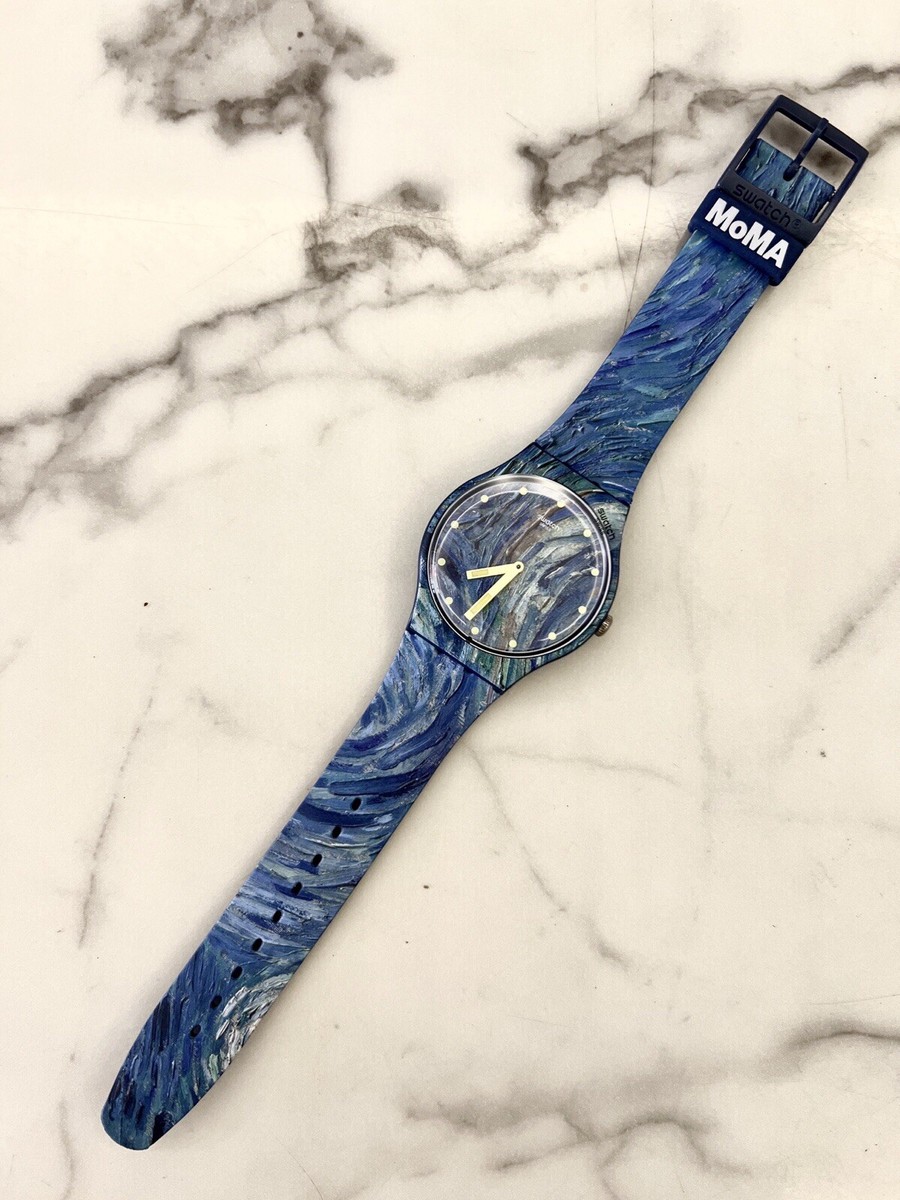 swatch MoMA 星月夜 腕時計 ゴッホやモンドリアンの名作をオン！ スウォッチとMoMAの共作