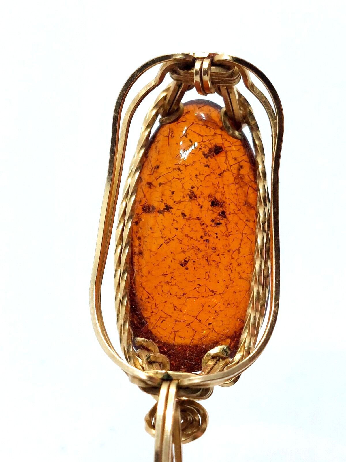 Baltic Amber 10k Solid Gold Wirewrapped  OFAK Pen… - image 9